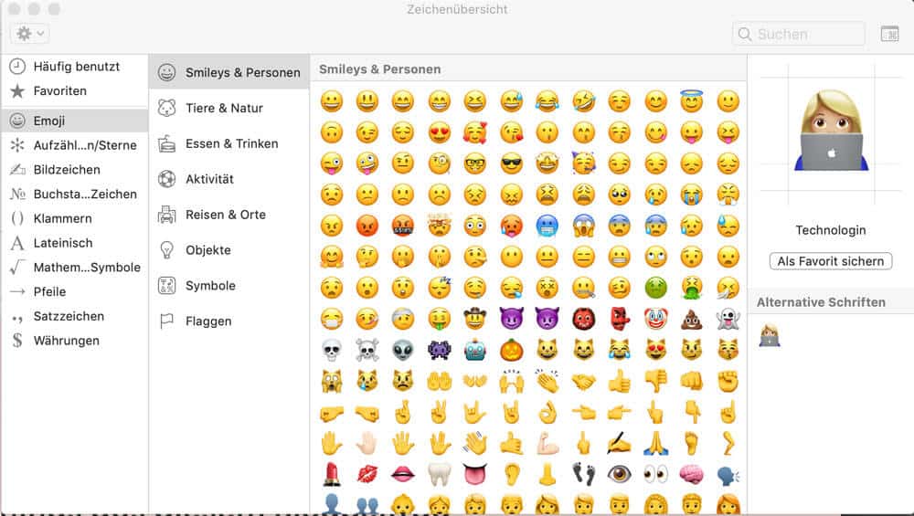 So öffnest du das Emoji-Keyboard am Rechner