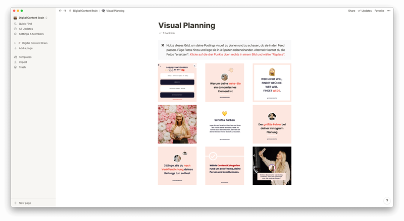 Digital Content Brain Bildschirmfoto Visual Planning