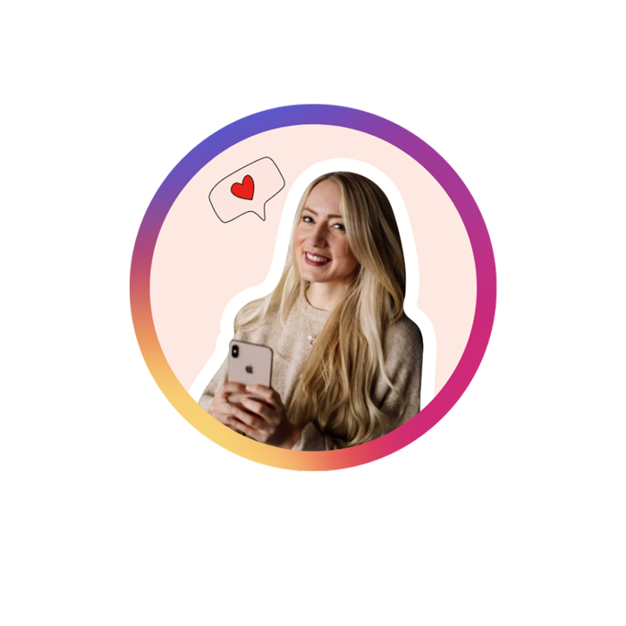 Instagram Portrait von Jessica rund mit Farbverlauf Rahmen