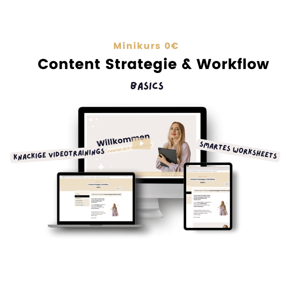 Titelbild von Minikurs Strategie & Workflow Basics mit Mockups